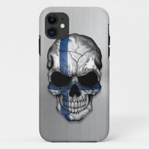 Capa Para iPhone 11 Bandeira de Finlandia em um gráfico de aço do