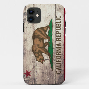 Capa Para iPhone 11 Bandeira de madeira velha de Califórnia