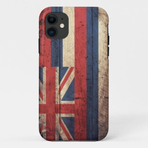 Capa Para iPhone 11 Bandeira de madeira velha de Havaí;