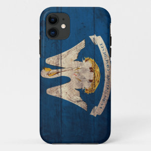 Capa Para iPhone 11 Bandeira de madeira velha de Louisiana;