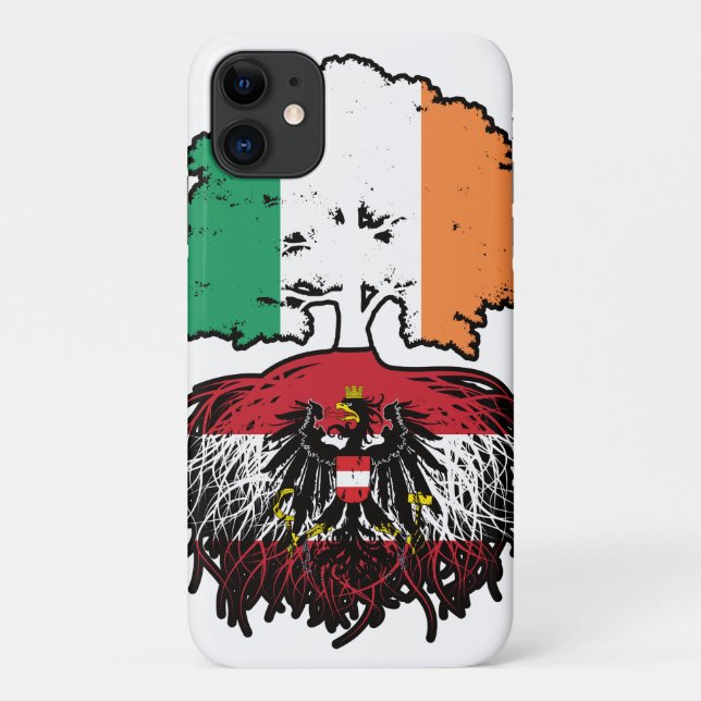 Capa Para iPhone 11 Bandeira de Raízes de Árvore da Irlanda Austríaca (Verso)