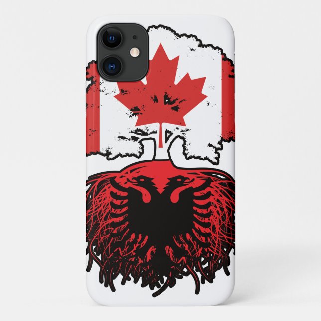 Capa Para iPhone 11 Bandeira de Raízes de Árvore do Canadá Albanês (Verso)