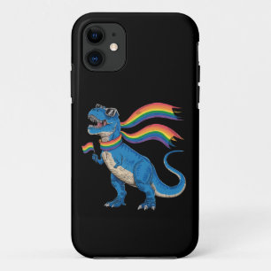 Capa Para iPhone 11 Bandeira do Arco-íris Dino Trex Orgulho Gay Aliado