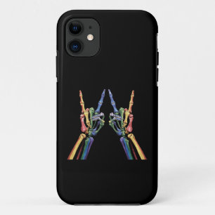 Capa Para iPhone 11 Bandeira do Arco-íris LGBTQ da Mão de Rocha do Esq