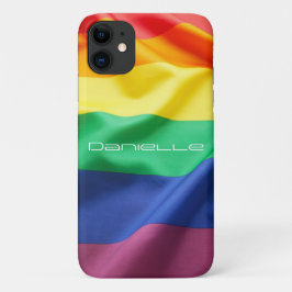 Capa Para iPhone 11 Bandeira do Arco-íris Orgulho LGBT Nome Personaliz