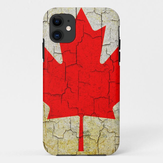 Capa Para iPhone 11 Bandeira do Canadá grunge (Verso)
