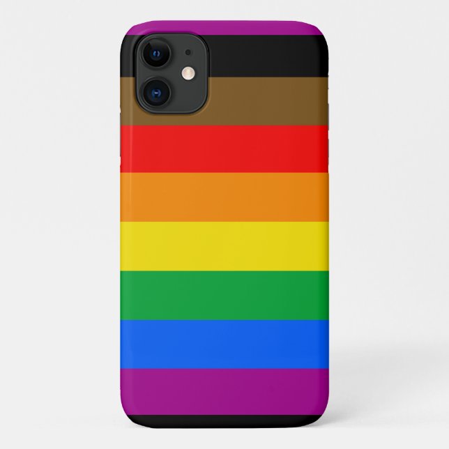 Capa Para iPhone 11 Bandeira do Orgulho Arco-íris da Filadélfia (Verso)