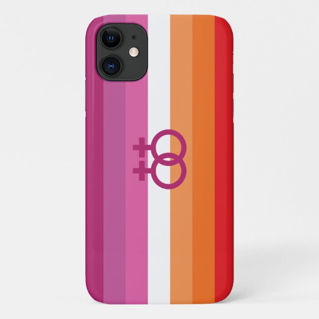 Capa Para iPhone 11 Bandeira do Orgulho Lésbico WLW (Verso)