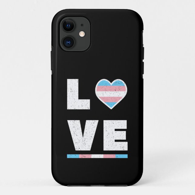 Capa Para iPhone 11 Bandeira do Orgulho Transgênero LGBT Distressed Gr (Verso)