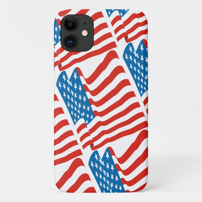 Capa Para iPhone 11 Bandeira dos EUA estilo retrô dos anos 80 (Verso)