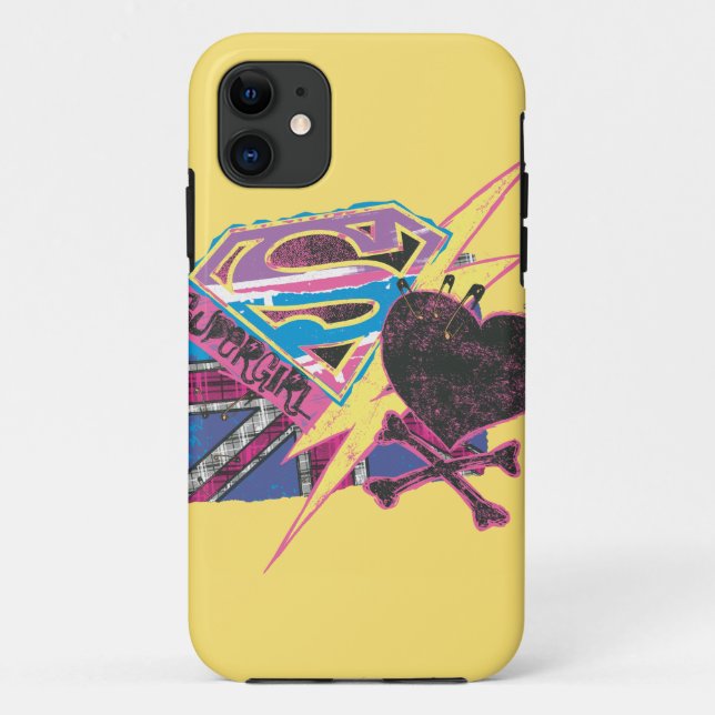 Capa Para iPhone 11 Bandeira e Crossbones de Supergirl (Verso)