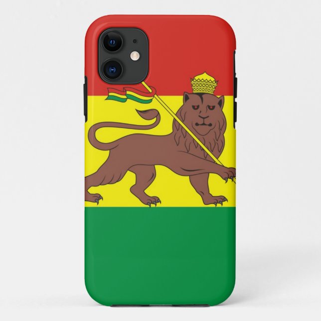Capa Para iPhone 11 Bandeira etíope velha com o leão de Judah (Verso)