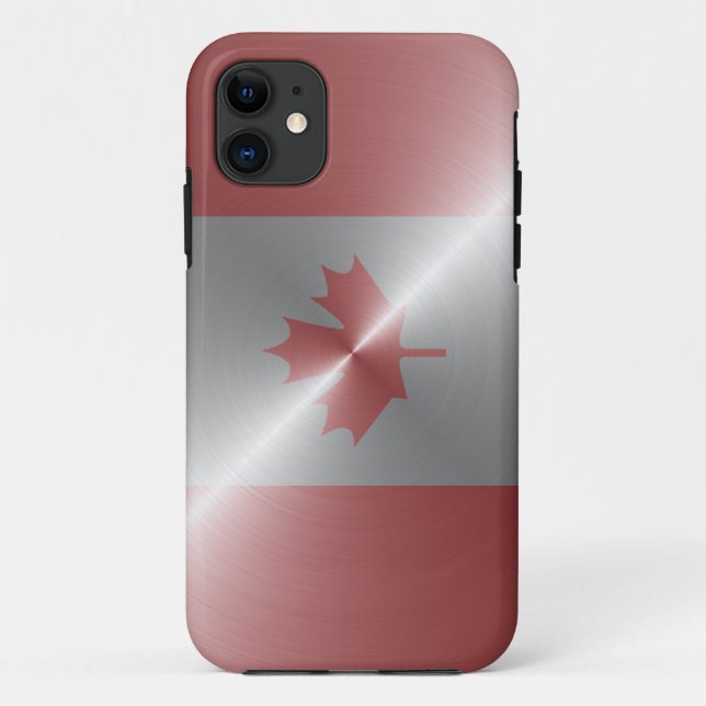 Capa Para iPhone 11 Bandeira metálica de Canadá (Verso)