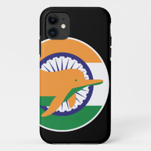 Capa Para iPhone 11 Bandeira Nacional Indiana de Golfinhos do Rio Índi