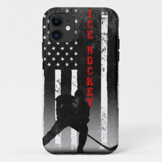 Capa Para iPhone 11 Bandeira Negra Americana de Hóquei em Gelo