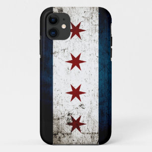 Capa Para iPhone 11 Bandeira preta de Chicago do Grunge