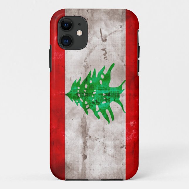 Capa Para iPhone 11 Bandeira resistida de Líbano (Verso)