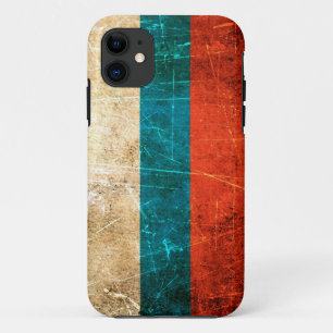 Capa Para iPhone 11 Bandeira russa do Vintage, cravada e Vestida