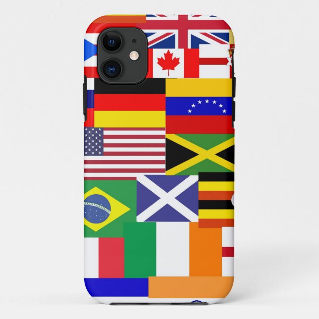 Capa Para iPhone 11 Bandeiras da colagem mundial (Verso)