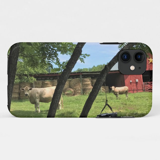 Capa Para iPhone 11 Barn & Cows, Rural North Carolina Canvas Print Mou (Verso (horizontal))