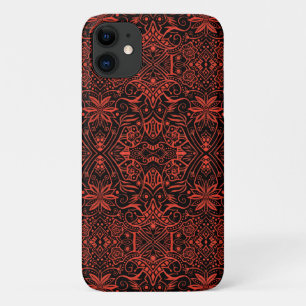 Capa Para iPhone 11 Barroco Grego - Árabe - Padrão negro Terracotta
