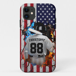Capa Para iPhone 11 Baseball Americano Personalizado em Jersey