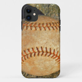 Capa Para iPhone 11 Baseball Branco Vintage com costura vermelha