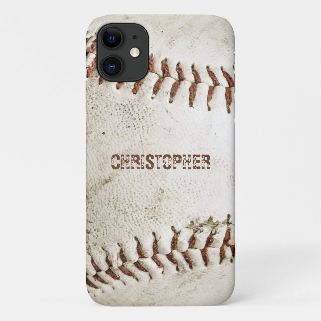 Capa Para iPhone 11 Baseball Vintage Personalizado (Verso)
