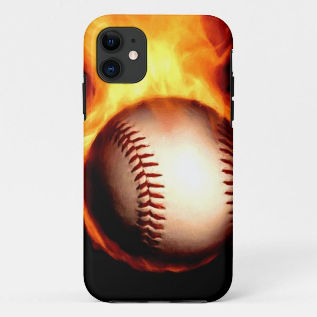 Capa Para iPhone 11 Basebol flamejante (Verso)
