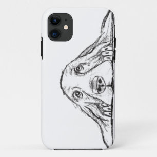 Capa Para iPhone 11 basset hound preto branco simples olhos de cachorr