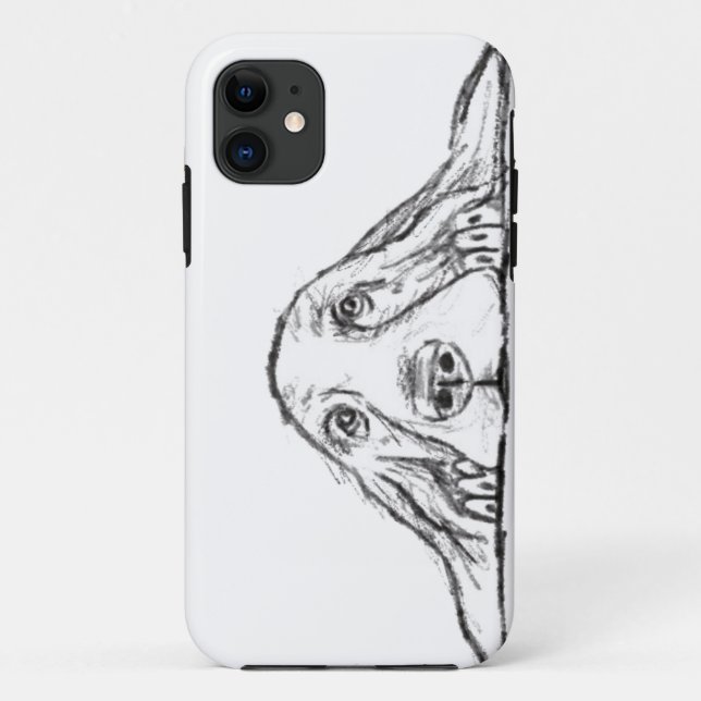 Capa Para iPhone 11 basset hound preto branco simples olhos de cachorr (Verso)