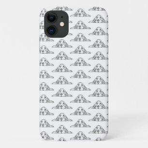 Capa Para iPhone 11 basset hound preto branco simples olhos de cachorr