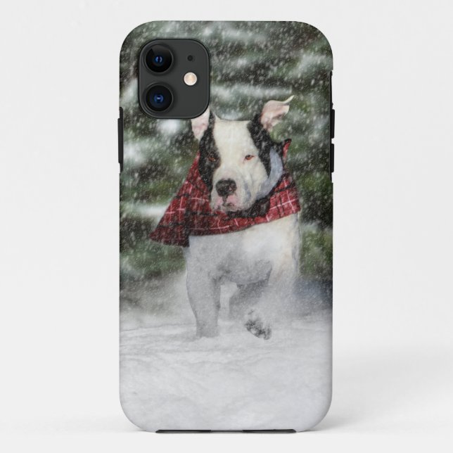 Capa Para iPhone 11 Batedor de Salvamento de Bulldog Piscando na Neve (Verso)