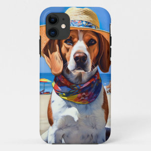 Capa Para iPhone 11 Beagle on Beach, presente de verão para amantes de