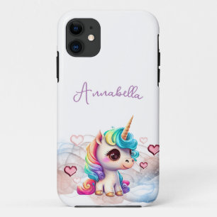 Capa Para iPhone 11 Bebê Unicórnio Fofo e Corações