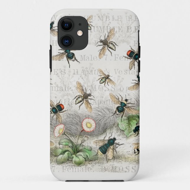 Capa Para iPhone 11 Bee Honey Queen Bees Antique (Verso)