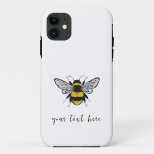 Capa Para iPhone 11 Bee Illustration - adicione seu próprio texto