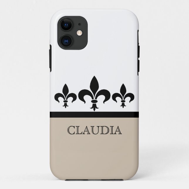 Capa Para iPhone 11 Beige Swanky Fleur De Lis BT iPhone 5 Caso (Verso)