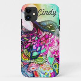Capa Para iPhone 11 Beija-flor Arte Personalizada de Zen Tangle