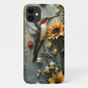 Capa Para iPhone 11 Beija-flor Lírio do Vale Girassol Floral