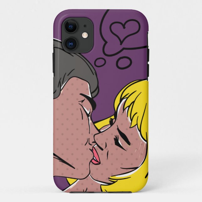 Capa Para iPhone 11 Beijo retro do casal (Verso)