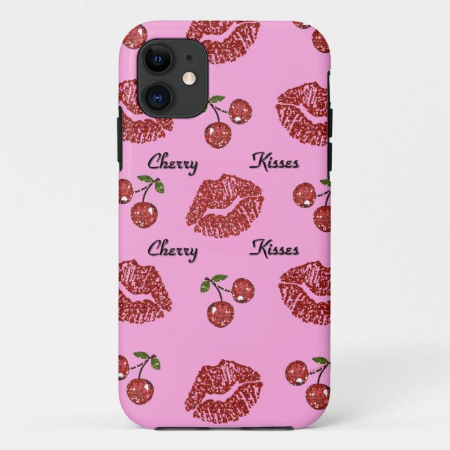 Capa Para iPhone 11 Beijos de Cereja Rockabilly RAB em Rosa (Verso)