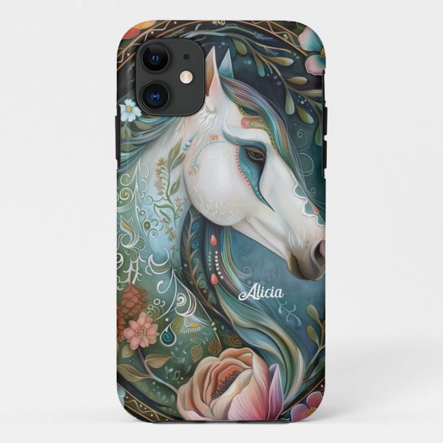 Capa Para iPhone 11 Bela Fantasia Cavalo Branco (Verso)