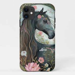 Capa Para iPhone 11 Bela Fantasia Cavalo Preto