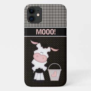 Capa Para iPhone 11 Bela MOO! Fazenda de vaca e de Balde de leite