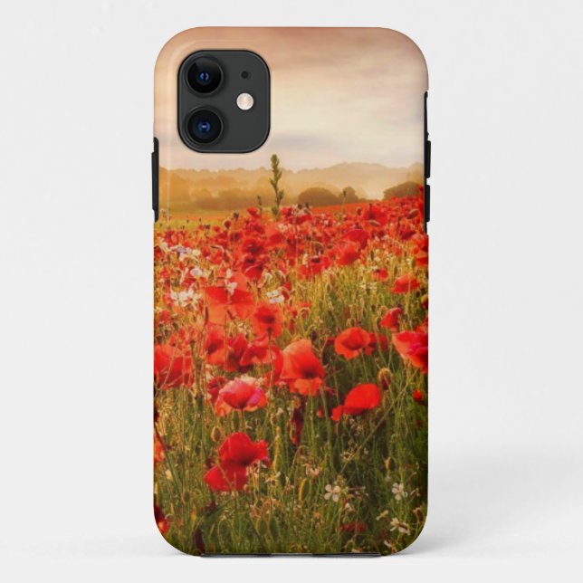 Capa Para iPhone 11 Belo caso de campo de papoila vermelha (Verso)
