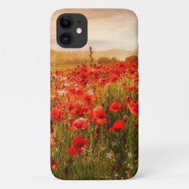 Capa Para iPhone 11 Belo caso de campo de papoila vermelha