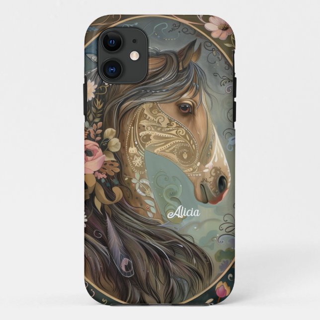 Capa Para iPhone 11 Belo Cavalo de Fantasia (Verso)