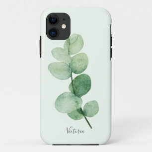 Capa Para iPhone 11 Belo eucalipto verde, nomes personalizados