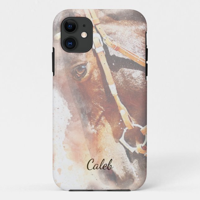 Capa Para iPhone 11 Belo nome personalizado do cavalo (Verso)